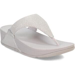 Fitflop Lulu Shimmerlux Thong Sandal Silver Women's Size 9 Excellent Condition